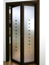 Складные двери гармошка с матовым стеклом Геленджик
